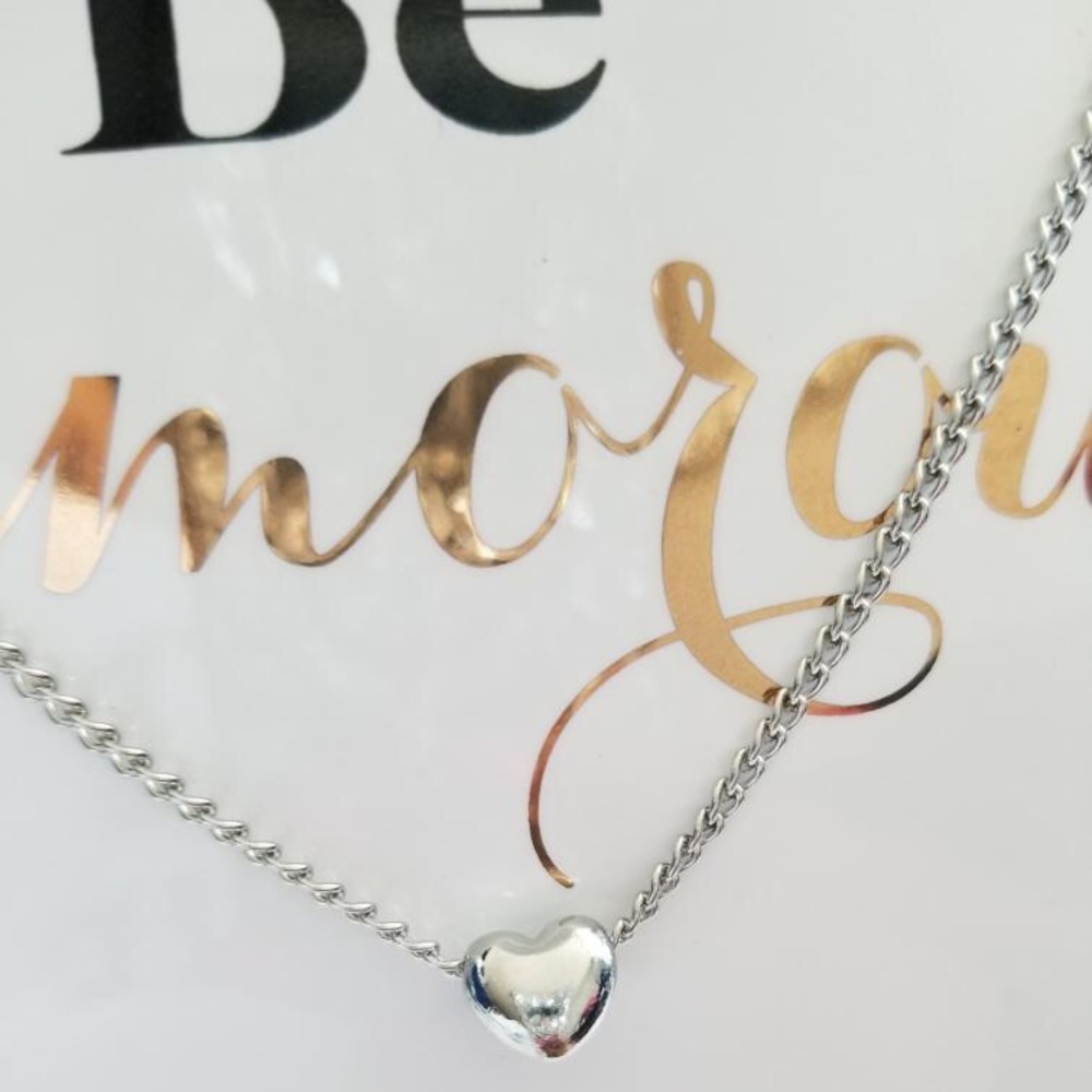 Silver Heart 💜 Charm Pendant Necklace, Valentines, Love